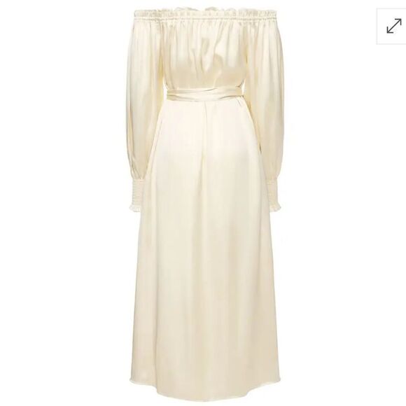 WEWOREWHAT Off-The-Shoulder Silky Maxi Dress Ivory Small - Picture 11 of 11